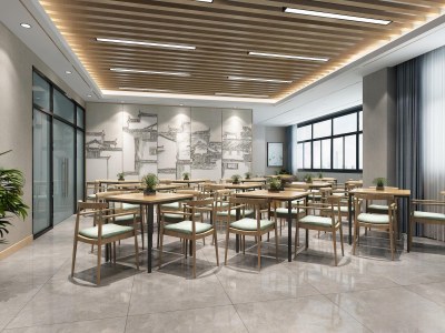 新中式食堂3D模型下载